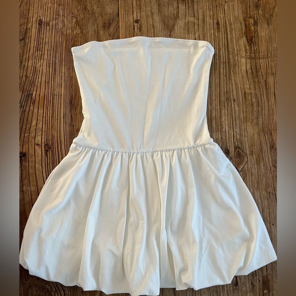 White stretch bubble dress